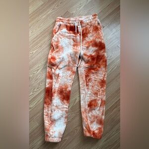 Womens Tie-Dye Orange Sweatpants